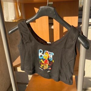 THE SIMPSONS Black Crop Top BART graffiti size S new with tags NWT